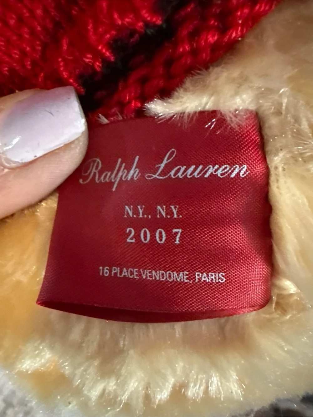 Ralph Lauren Tan Plush Bear with Red Label Accent